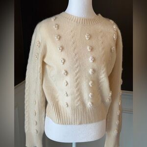 Warren & White Luxury Cashmere Women’s cream Cable Knit Sweater Size Medium